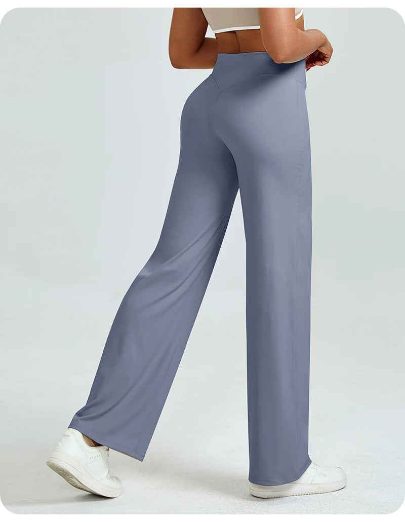 Nivessi - Mallas de yoga de cintura alta y corte recto para mujer, pantalones de entrenamiento holgados que realzan los glúteos