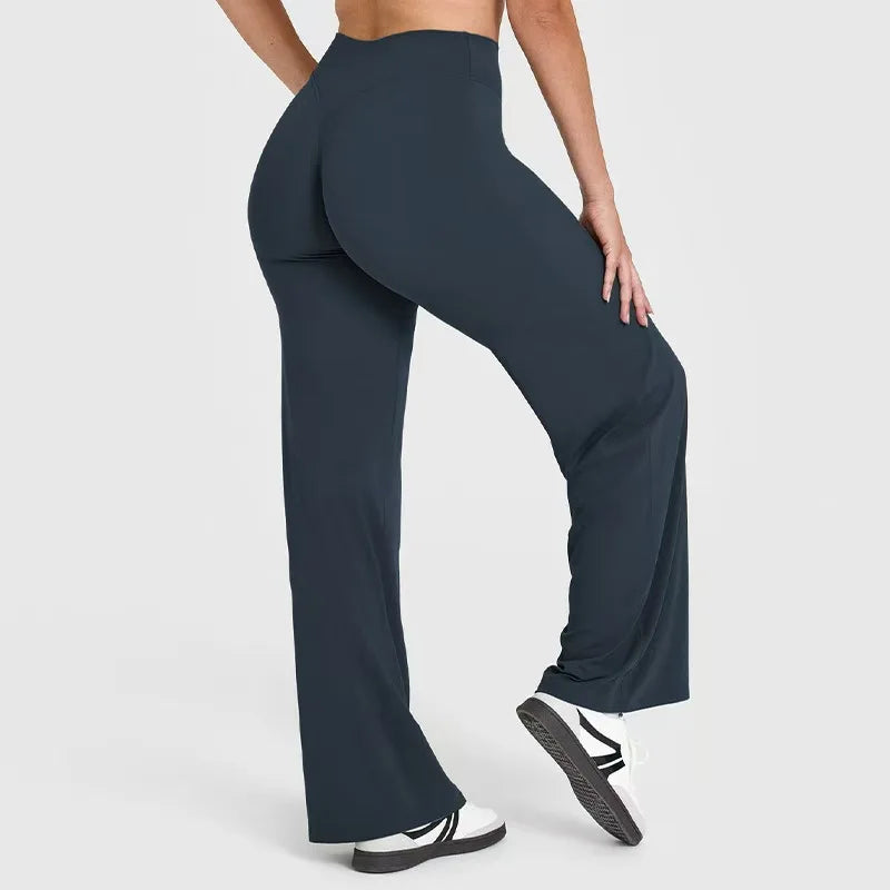 Nivessi - Mallas de yoga de cintura alta y corte recto para mujer, pantalones de entrenamiento holgados que realzan los glúteos