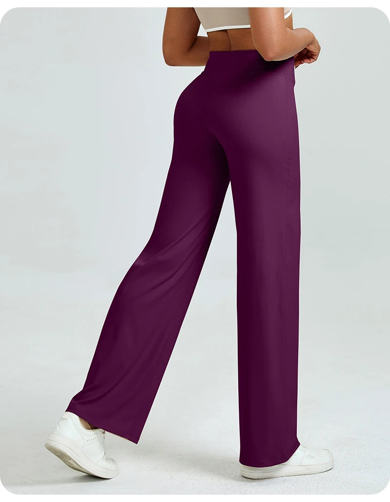 Nivessi - Mallas de yoga de cintura alta y corte recto para mujer, pantalones de entrenamiento holgados que realzan los glúteos