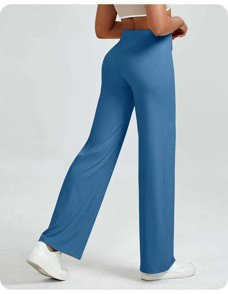 Nivessi - Mallas de yoga de cintura alta y corte recto para mujer, pantalones de entrenamiento holgados que realzan los glúteos