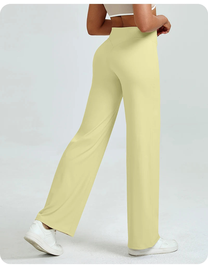 Nivessi - Mallas de yoga de cintura alta y corte recto para mujer, pantalones de entrenamiento holgados que realzan los glúteos