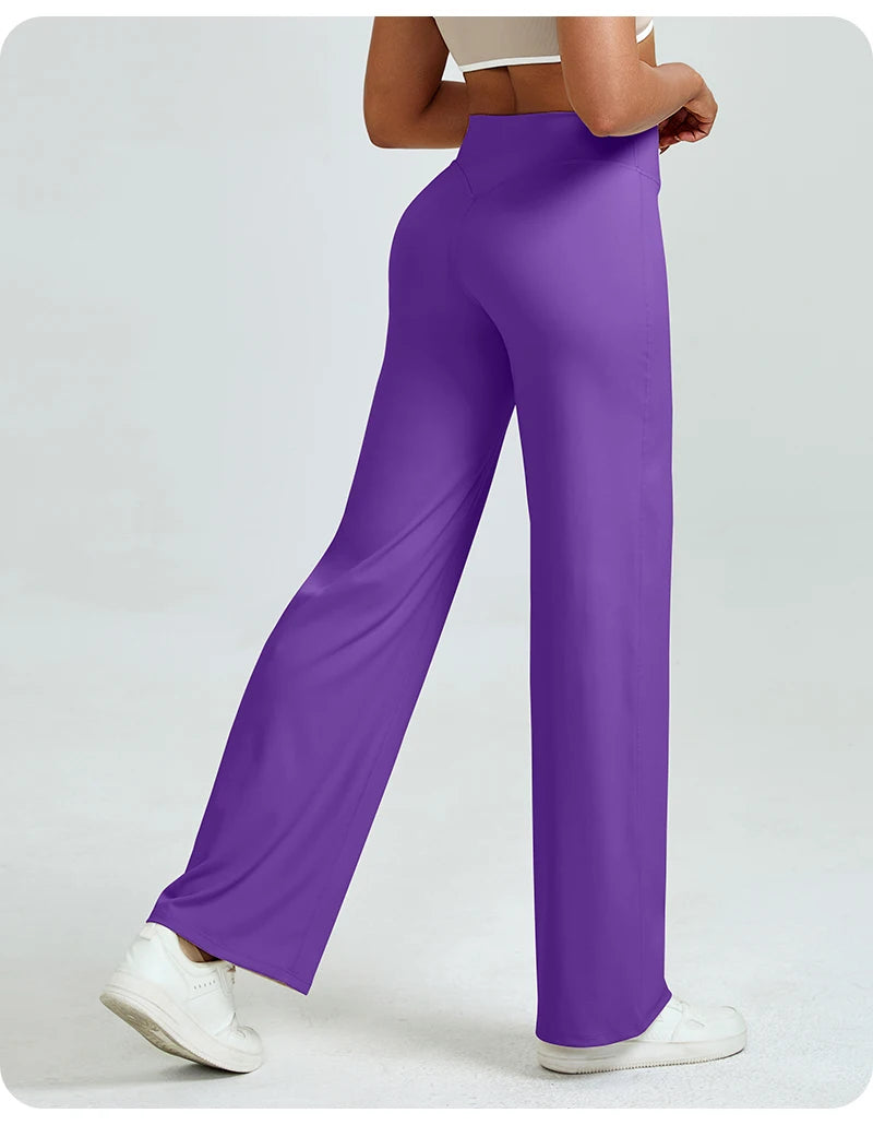 Nivessi - Mallas de yoga de cintura alta y corte recto para mujer, pantalones de entrenamiento holgados que realzan los glúteos