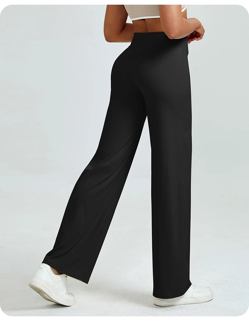 Nivessi - Mallas de yoga de cintura alta y corte recto para mujer, pantalones de entrenamiento holgados que realzan los glúteos