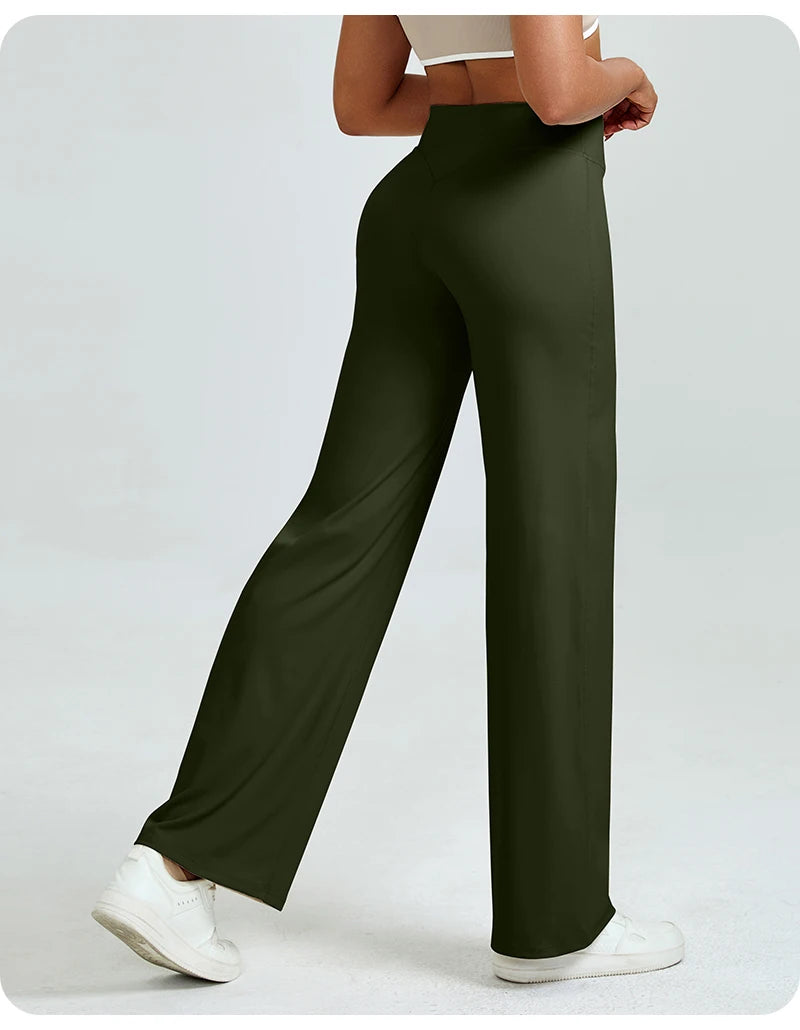 Nivessi - Mallas de yoga de cintura alta y corte recto para mujer, pantalones de entrenamiento holgados que realzan los glúteos