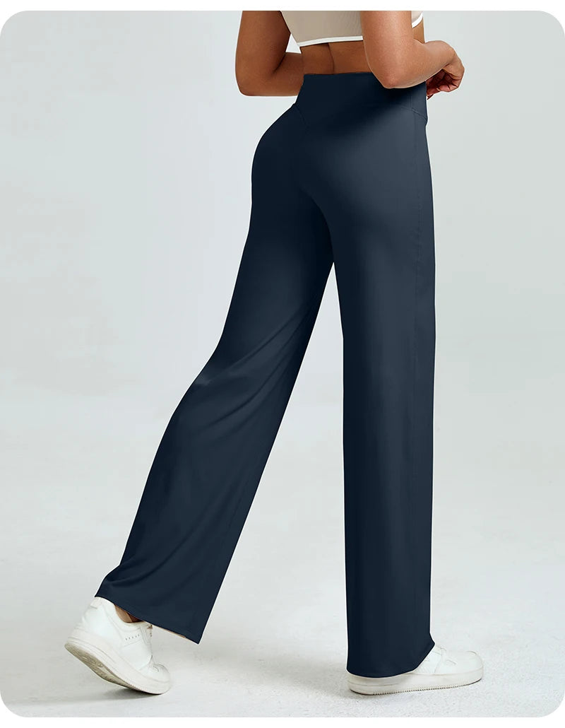 Nivessi - Mallas de yoga de cintura alta y corte recto para mujer, pantalones de entrenamiento holgados que realzan los glúteos