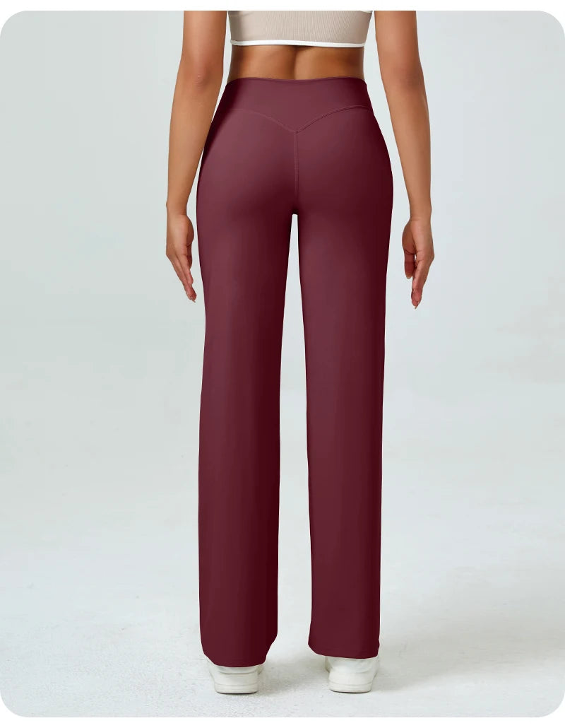 Nivessi - Mallas de yoga de cintura alta y corte recto para mujer, pantalones de entrenamiento holgados que realzan los glúteos