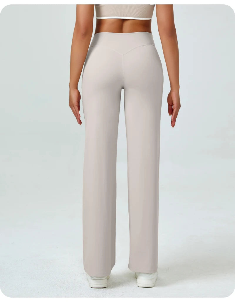 Nivessi - Mallas de yoga de cintura alta y corte recto para mujer, pantalones de entrenamiento holgados que realzan los glúteos
