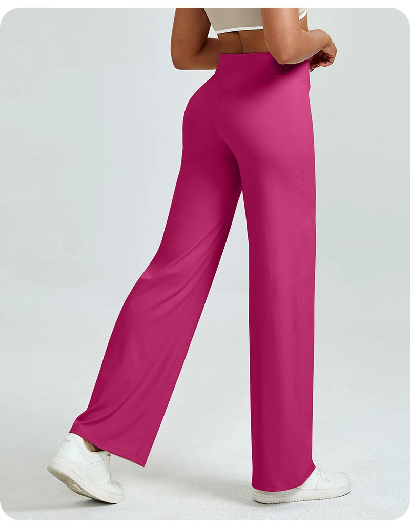 Nivessi - Mallas de yoga de cintura alta y corte recto para mujer, pantalones de entrenamiento holgados que realzan los glúteos